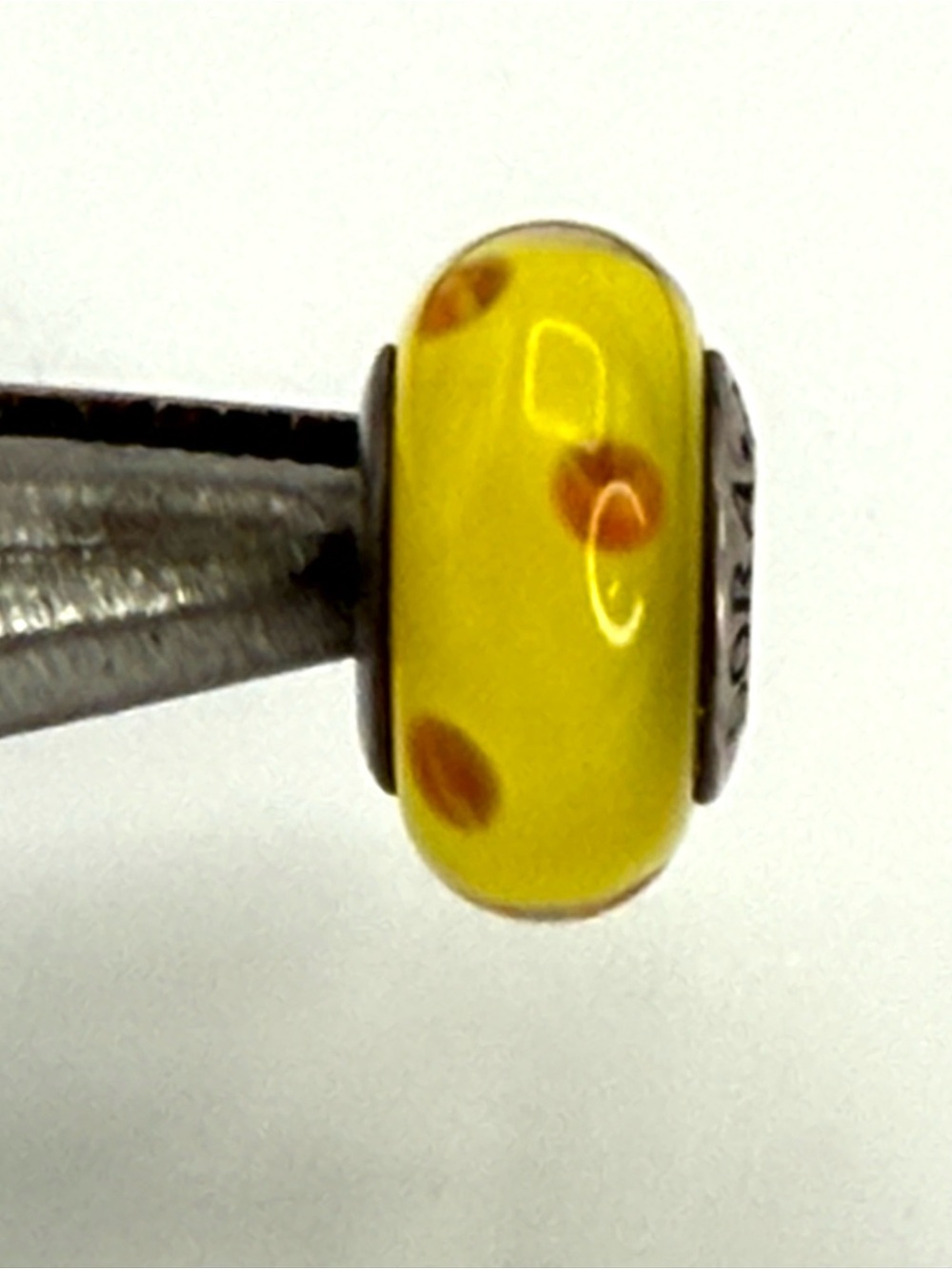 Authentic Pandora Murano Glass Yellow Red Polka Dot Charm Bead Retired